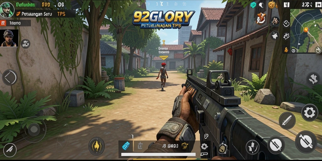 Screenshot 92GLORY menampilkan aksi perang yang seru.