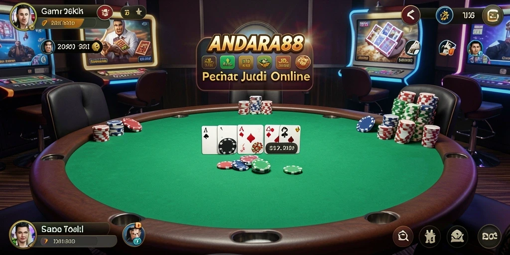 Tampilan gameplay Poker yang seru dan mendebarkan di ANDARA88.