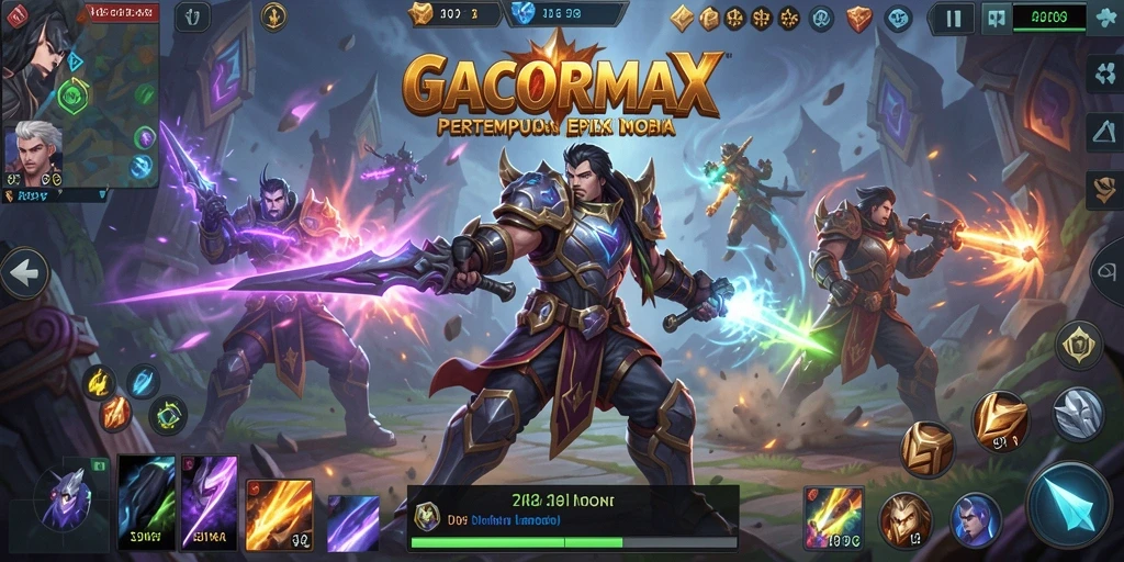 Gameplay GACORMAX yang intens dan menarik di arena pertempuran.