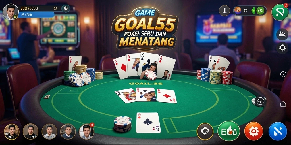 Gameplay seru dari GOAL55 menampilkan aksi Poker yang mendebarkan.