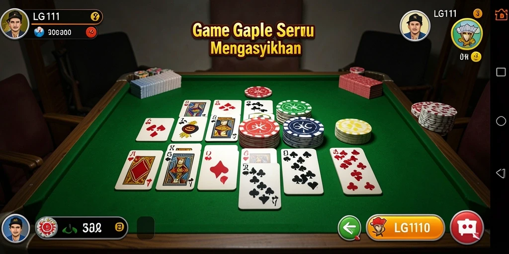 Gameplay seru LG111 dengan pemain Gaple yang berinteraksi.