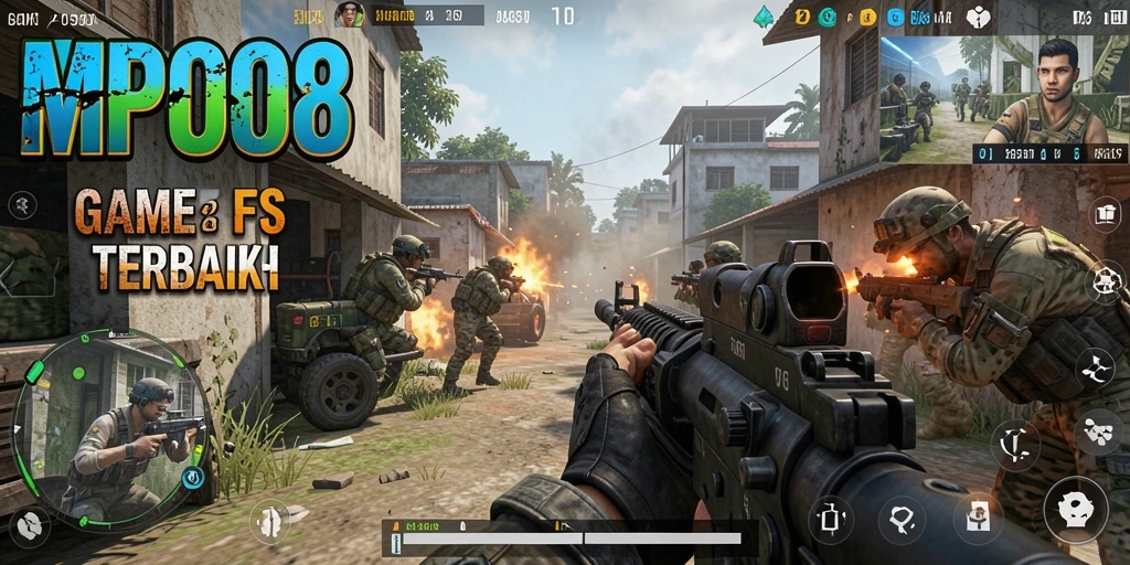 Tampilan gameplay MPO08 yang menegangkan dalam pertempuran FPS.