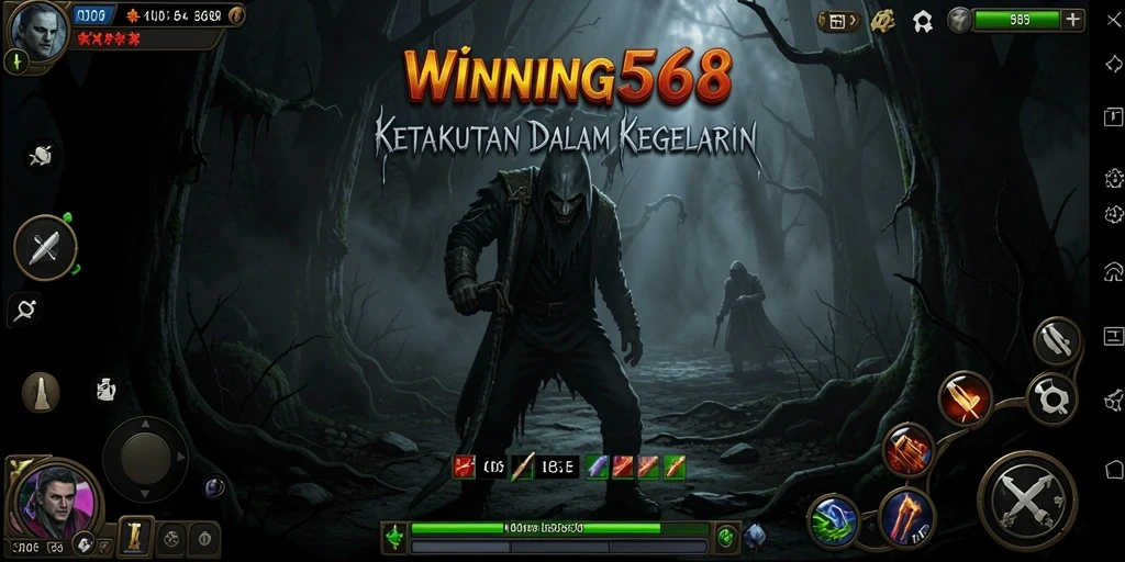 Tampilan gameplay menakutkan dalam dunia <strong>WINNING568</strong> yang penuh kegelapan.